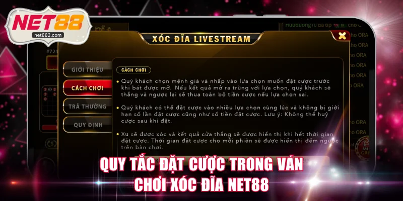Quy tắc đặt cược trong ván chơi Xóc Đĩa NET88